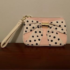 Betsey Johnson polka dot clutch
